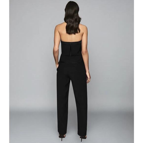 Reiss Toni Silk Satin Trimmed Strapless Tube Sleeveless Bandeau Jumpsuit Size 2 - Picture 2 of 11